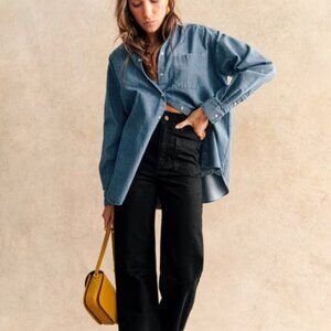 Sézane Max Shirt, Deep Blue, size 34/XS